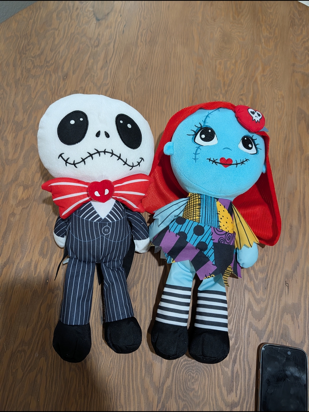 Jack and Sally-Inspired Plush Doll Set - Red, Blue, Black